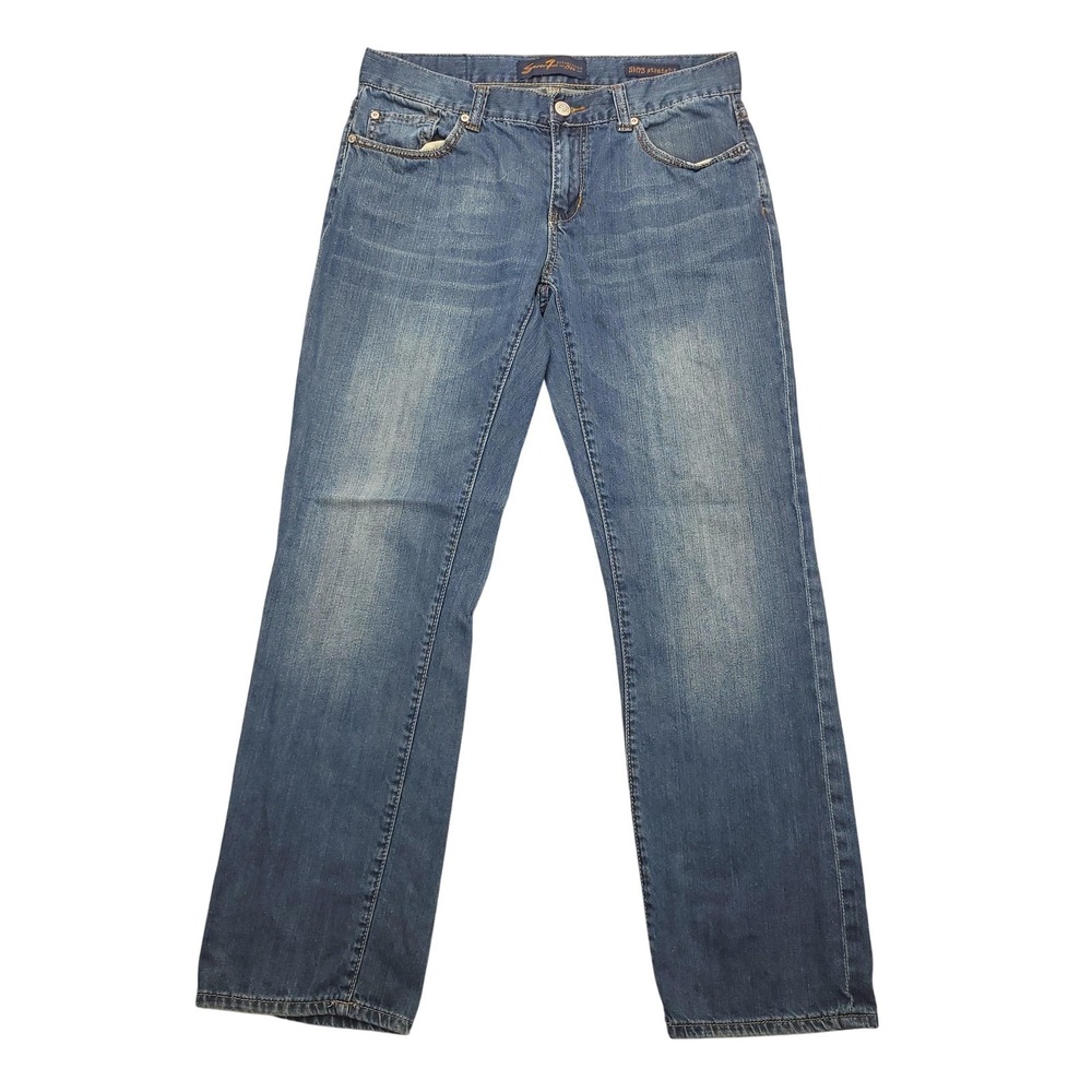 Seven7 SM73 Straight Jeans Mens 34x34 Blue Medium Wash Denim Pants Casual